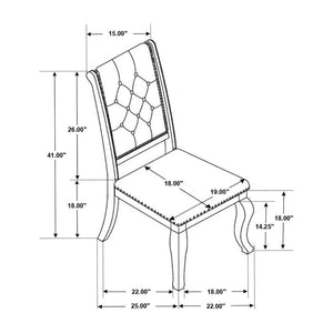 English Elm Set Of 2 Cream Upholstered Dining Chairs With Tufted Back & Nailhead Trim For Elegant Spaces B016P225438-GIGA