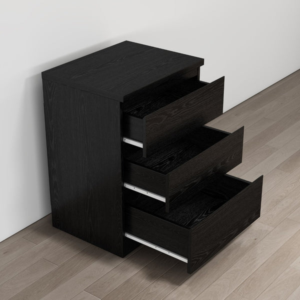 English Elm 19.7-inch Matte Finish Nightstand with Touch Release Drawers for Minimalist Bedrooms Black W3151P407887