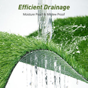English Elm Realistic Polypropylene Turf Rug Dense Blades Drainage Backing Patio Pet Safe W2896P429775