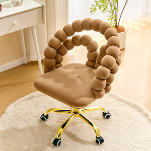 English Elm Velvet Bubble Back Swivel Vanity Chair with Gold Base for Bedroom Makeup Room W3875P446135