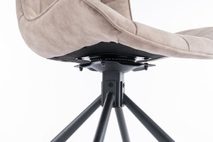 English Elm Mid-Century Modern Tufted Swivel Dining Chairs (Set Of 2) - Beige Faux Leather With Metal Legs T3903P405994