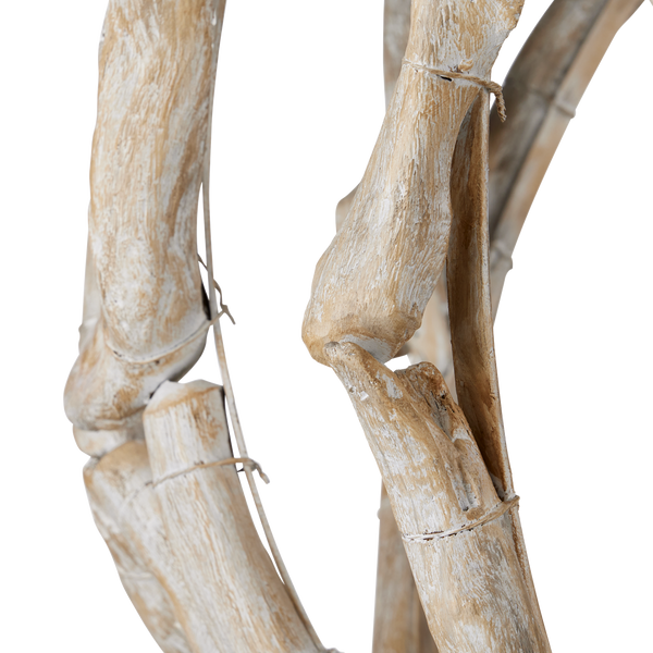 Driftwood Whitewash Orb Chandelier - Coastal Elegance in Natural Driftwood, Adjustable Height Design