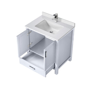 English Elm White White Bath Vanity 30 in W x 22 in D with White Quartz Top, Soft-Close Drawer, Chrome Faucet Set B2731P258994