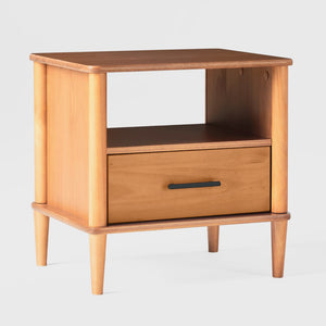 Spindle Mid-century Modern Nightstand with Drawer and Open Cubby for Stylish Storage Solutions