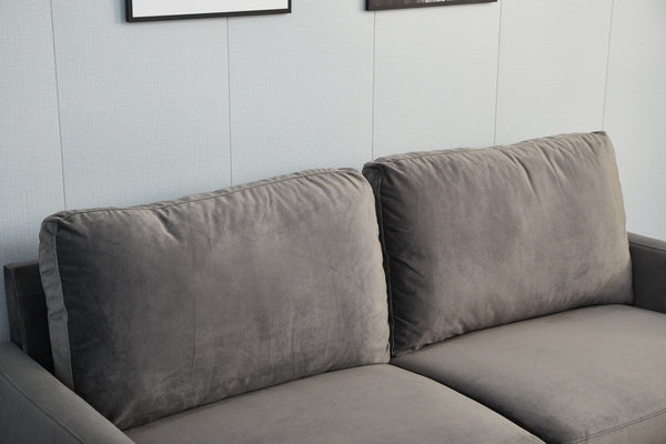English Elm SOFA, Plush Gray Microfiber with Solid Wood Frame — High-Density Foam Comfort, Durable Support B205P249003