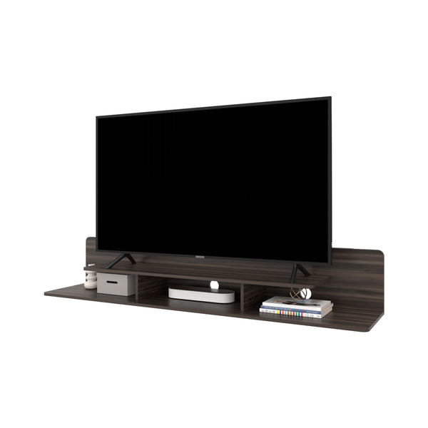 English Elm Stained modern entertainment center with rich warm finish, open display shelves and concealed storage cabinets Oak B062P389896