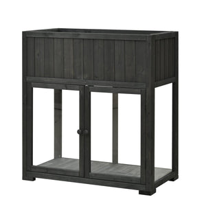 English Elm TOPMAX Mini Cold Frame Greenhouse with Fir Wood, Polycarbonate Doors, Raised Bed & Removable Wheels Black N717P229026B