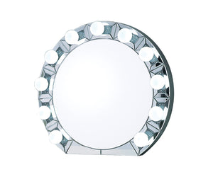 English Elm Noralie Round Wall Mirror with Faux Diamond Frame and Built-in Ambient Lighting B2726P445770