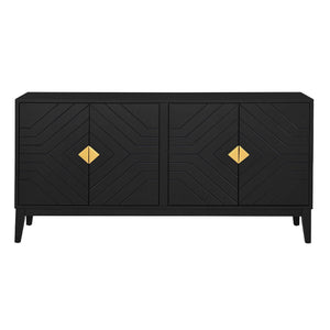 English Elm Christopher Knight Home® - 4-Door Elegant Sideboard Storage Cabinet With Gold Handles - Modern Black Design For Living & Dining N759P192449B