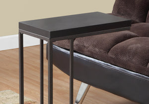 English Elm Accent C-Shaped Side Table with Thick Tempered Glass Top and Sturdy Metal Base for Living Rooms and Offices Espresso 26 L x 13 W x 5 H B2710P219183