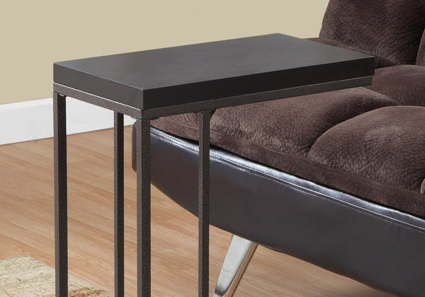 English Elm Accent C-Shaped Side Table with Thick Tempered Glass Top and Sturdy Metal Base for Living Rooms and Offices Espresso 26 L x 13 W x 5 H B2710P219183