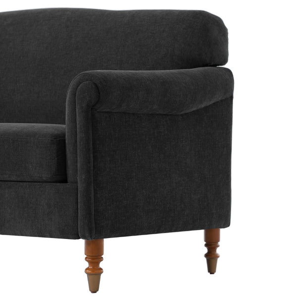 English Elm Modern Chenille Loveseat with Rolled Arms Pocket Spring Cushions and Rubberwood Legs Grey N763P362173E