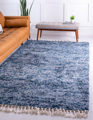 Unique Loom Hygge Shag Misty Machine Made Abstract Rug Blue, Light Blue 9' 0" x 12' 2"