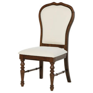 English Elm 2pc Farmhouse Ladderback Dining Chairs with Padded Latte Upholstery, Asian Hardwood Frame, Wire-Brushed Texture Brown,Ivory 43.11 L x 22.83 W x 14.37 H B011P298385