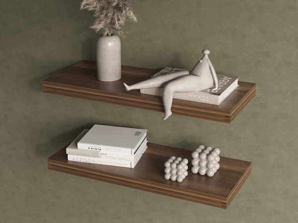 English Elm Floating Shelf Dallas Set of Two Caramel Engineered Wood 32" x 10.6" Sleek Modern Space-Saving Decor B092P360645