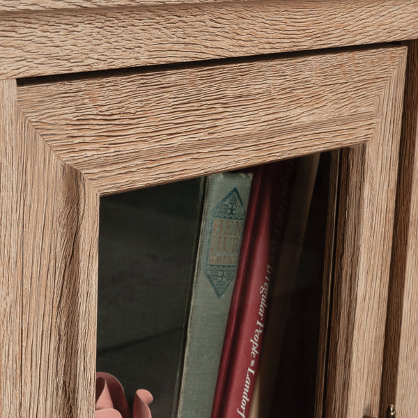 English Elm Credenza, Versatile Brown-Finish Storage Solution With File Drawers And Cable Management System B356P367828
