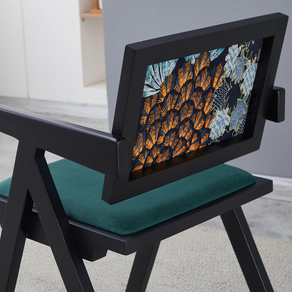 English Elm 2 Elegant Black Rubberwood Dining Chairs With Armrests - Medieval Style, Comfortable Rattan Seats W2720P237608