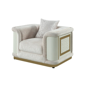 English Elm Bona Oversized Accent Chair Cream Fabric Gold Steel Base Diamond Panels Luxe Lounge B009P417487