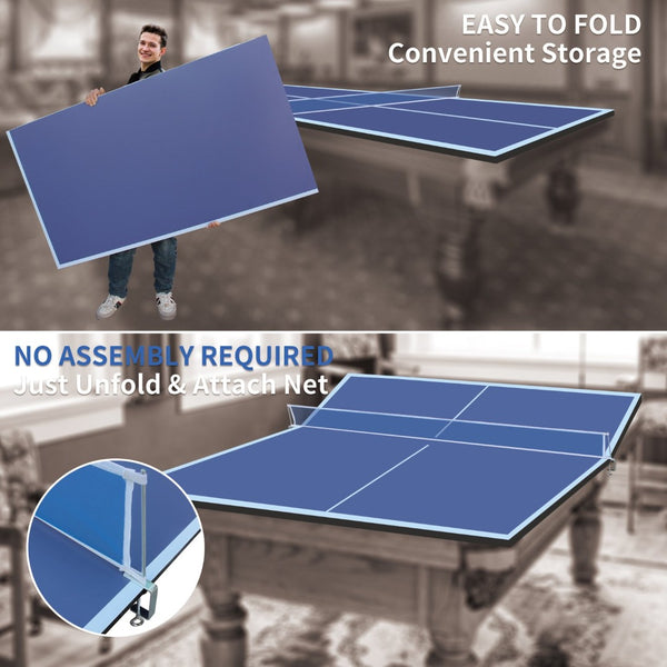 English Elm 9ft Foldable Ping Pong Conversion Top Mdf Playing Surface for Game Room Fun Blue W1408P442641