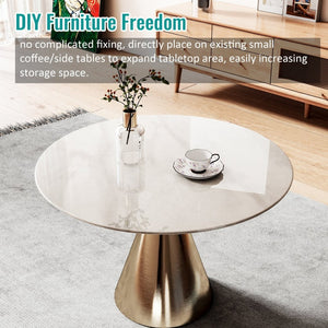 English Elm 30"inch Round Tempered Glass Tabletop Marble Pattern Indoor Outdoor Patio Dining Gray W241P361473