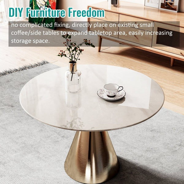 English Elm 30"inch Round Tempered Glass Tabletop Marble Pattern Indoor Outdoor Patio Dining Gray W241P361473