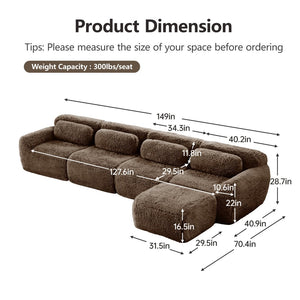 English Elm L-shaped Modular Plush Sectional Sofa with Cloud Foam Cushions for Cozy Living Spaces Chocolate W714S01545