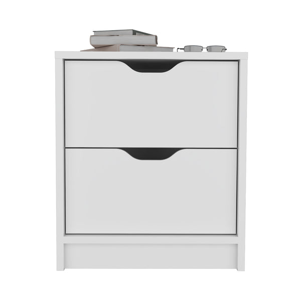 English Elm Double Double Drawer Nightstand with Spacious Top & Smooth Pull-Out Drawers for Easy Bedside Storage White 21 L x 20 W x 5 H B097133026