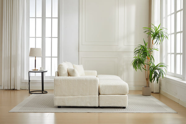 English Elm Modern Sectional Couch - Cozy 2-Piece Corduroy Slipcovers With Throw Pillows For Stylish Living Spaces W2915S00030