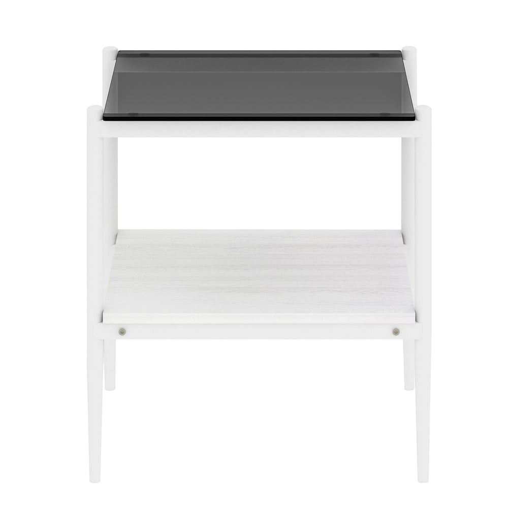 English Elm Coffee Table And End Tables Set Of 3 - Modern Gray Glass With Mdf Shelf, Stylish Living Room Furniture W241S00042