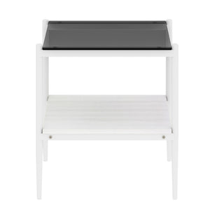 English Elm Coffee Table Set Of 3 With Gray Tempered Glass & Mdf Shelf - Modern Living Room End Tables W241S00041