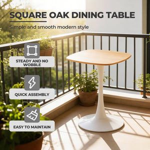 English Elm 23.62 Inch Round Pedestal Dining Table Oak Finish Compact Contemporary Accent W3766P397277