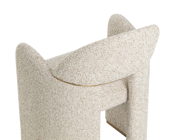Sunpan SNOWDEN Dining Armchair in Noah Ecru – Art Deco Glamour with Gold Accents for Stylish Comfort 112337