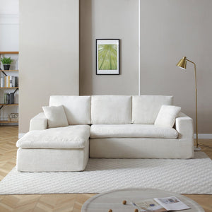 English Elm 102" Cloud Sectional Couch with L-Chaise, Modular Corduroy Sofa, No-Assembly, Plush 50" Lounge Comfort W1117S00120