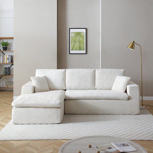 English Elm 102" Cloud Sectional Couch with L-Chaise, Modular Corduroy Sofa, No-Assembly, Plush 50" Lounge Comfort W1117S00120