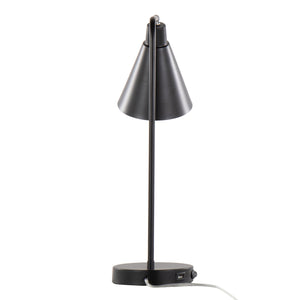 English Elm Pix 19" Contemporary Metal Task Lamp Matte Black with Chrome Accent, Adjustable Shade & USB Port B202P224062