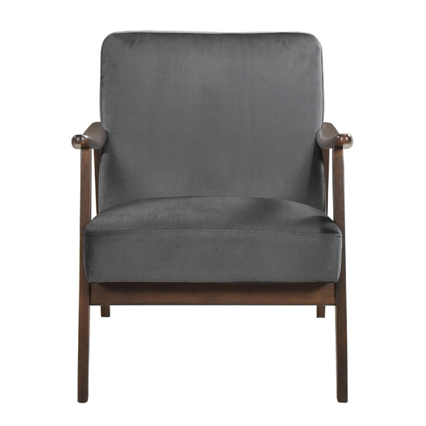 English Elm Vandie Velvet Club Chair Mid-century Modern Rubberwood Frame with Tapered Walnut Legs B056P417044