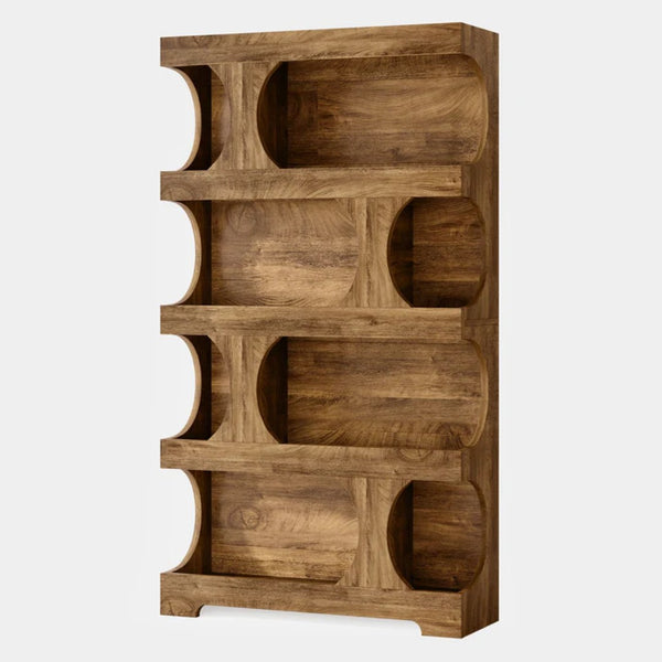 English Elm Practical S-shaped Bookcase Four Tier Mdf Shelving Unit for Living Room or Office T3971P452699