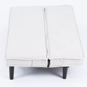 English Elm This 66-inch corduroy sofa bed with button-back design, sturdy wood frame, comfy sponge cushions, 500lb capacity Beige W3371P311447