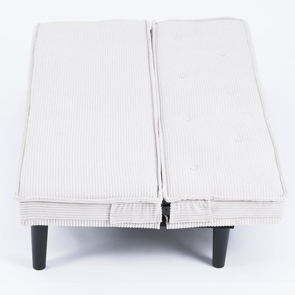 English Elm This 66-inch corduroy sofa bed with button-back design, sturdy wood frame, comfy sponge cushions, 500lb capacity Beige W3371P311447