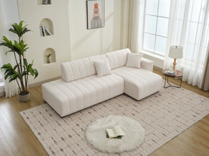English Elm Scandinavian Channel Tufted L Shaped Sectional Sofa with Plush Foam Cushioned Seating B2730S00042