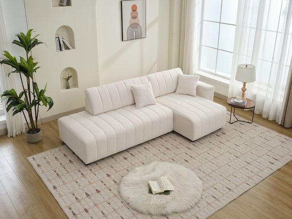 English Elm Scandinavian Channel Tufted L Shaped Sectional Sofa with Plush Foam Cushioned Seating B2730S00042