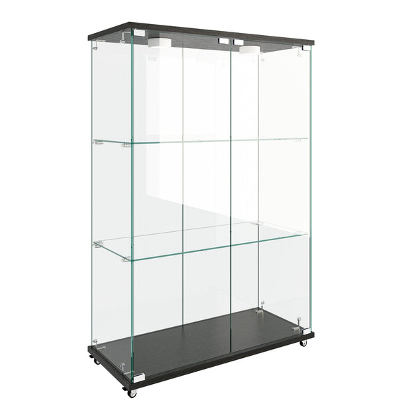 English Elm Modern Glass Display Cabinet With Led Lights - Quick Assembly, 2-Door, 3-Shelf, Ideal For Collectibles W241P242926