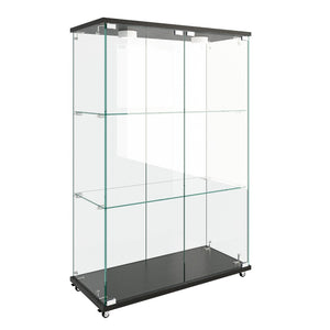 English Elm Modern Tempered Glass Display Cabinet with Led Lighting Three Shelf Living Room Showcase W241P400850
