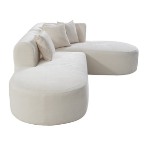 English Elm Christopher Knight Home® - Mirod Sectional Sofa with Chenille Upholstery, Tufted Curved Corner Design, Plush Foam & Springs Beige N760S0000039A