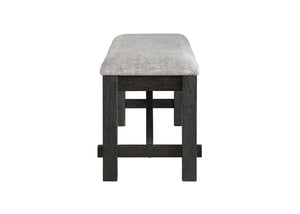 English Elm Cottage 48" Upholstered Wheat Seat Bench with Charcoal Frame — Cozy 2-Tone Wooden Dining Seating B011P290541