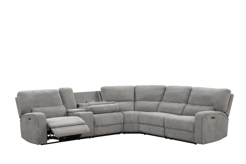 English Elm Antonio Six Piece Chenille Power Reclining Sectional with Charging Ports and Storage B2749S00255
