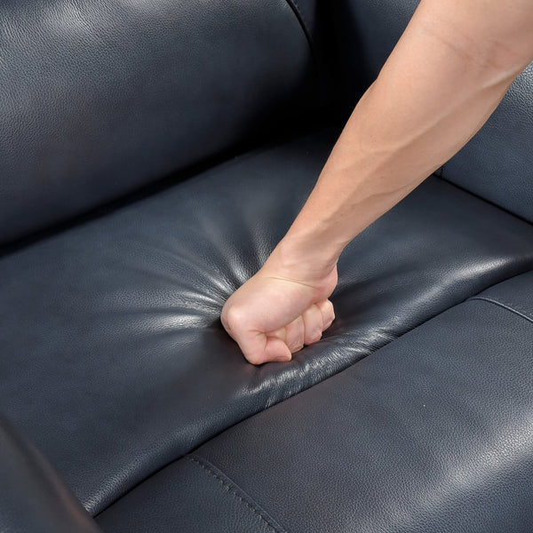 English Elm 1pc Swivel Glider Recliner Chair in Top Grain Leather with 360° Spin, Pocket Coil Support, Durable Solid Wood Frame Dark Blue 37.25 L x 29.5 W x 32.5 H B011P329241