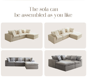 English Elm Cloud Modular Sectional Sofa - Oversized L-Shaped Deep Seat Couch with Sherpa Fabric & Ottoman Comfort Light Gray W3622S00005