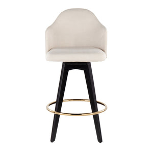 English Elm Fixed-height Swivel Counter Stools with Faux Leather Seats and Chrome Footrest Set of 2 Cream B202S02147