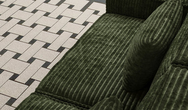 English Elm 106.3in Plush compressed sofa with large green stripes, vacuum-packed, high-rebound foam, wide seat comfort W3147S00021